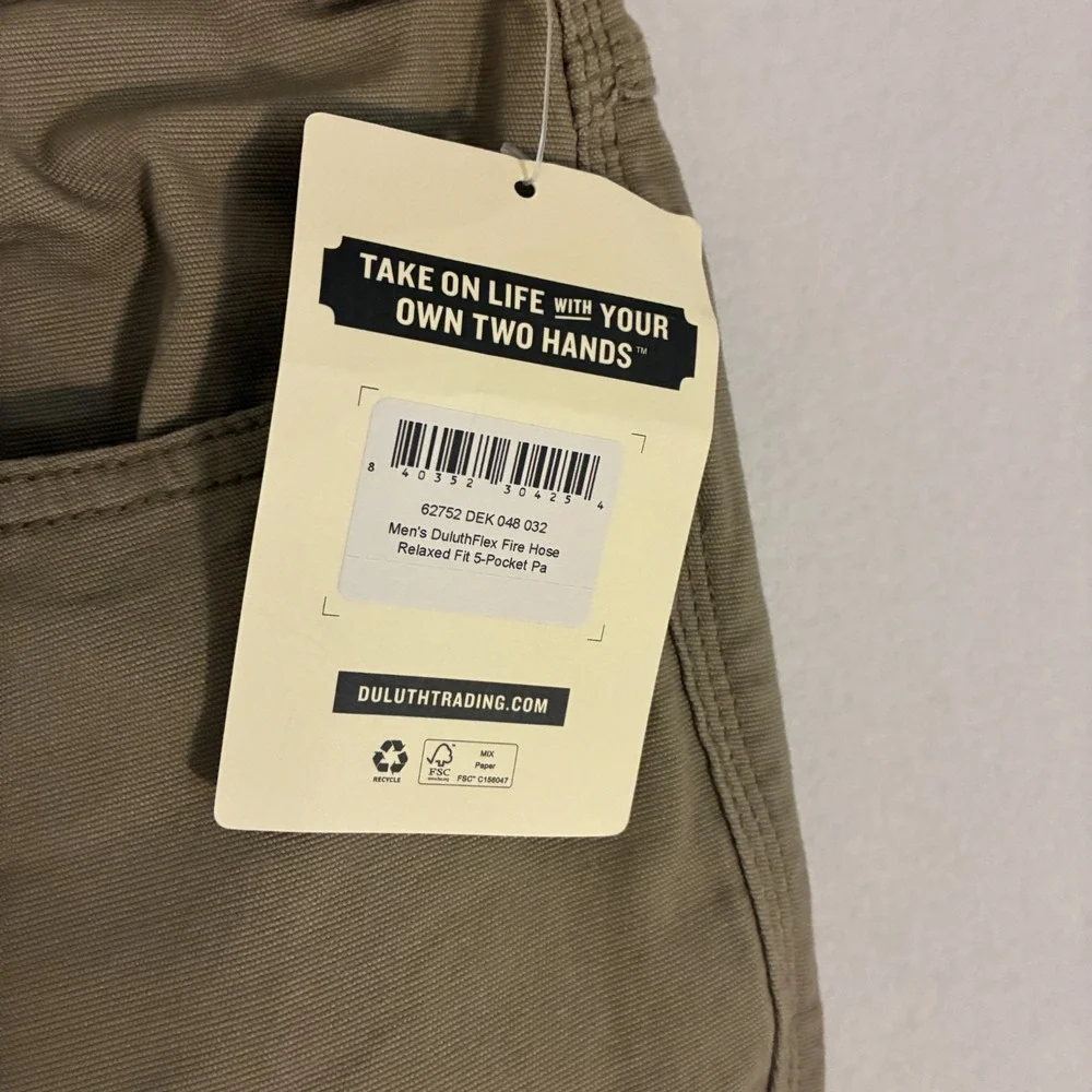 NEW Duluth Trading Flex Fire Hose Pants Men's 48x32 Canvas Relaxed Fit Work